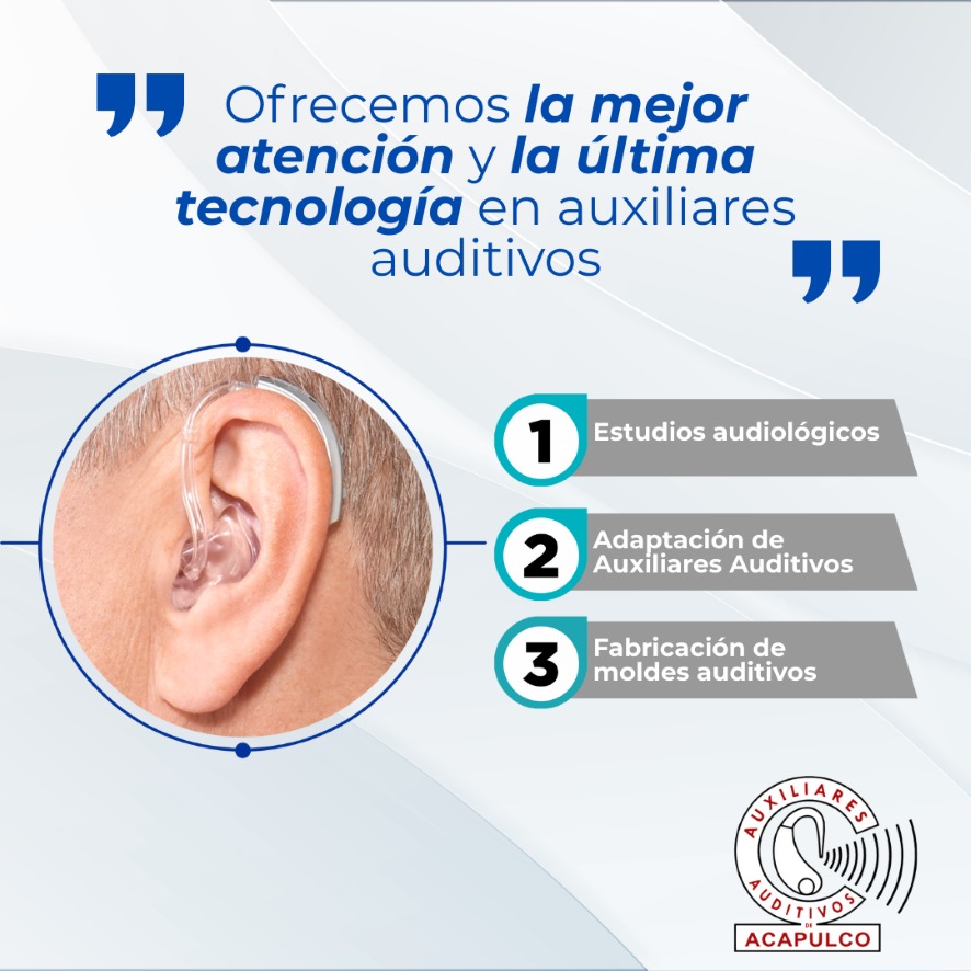 Servicios de estudios, adaptación y moldes auditivos